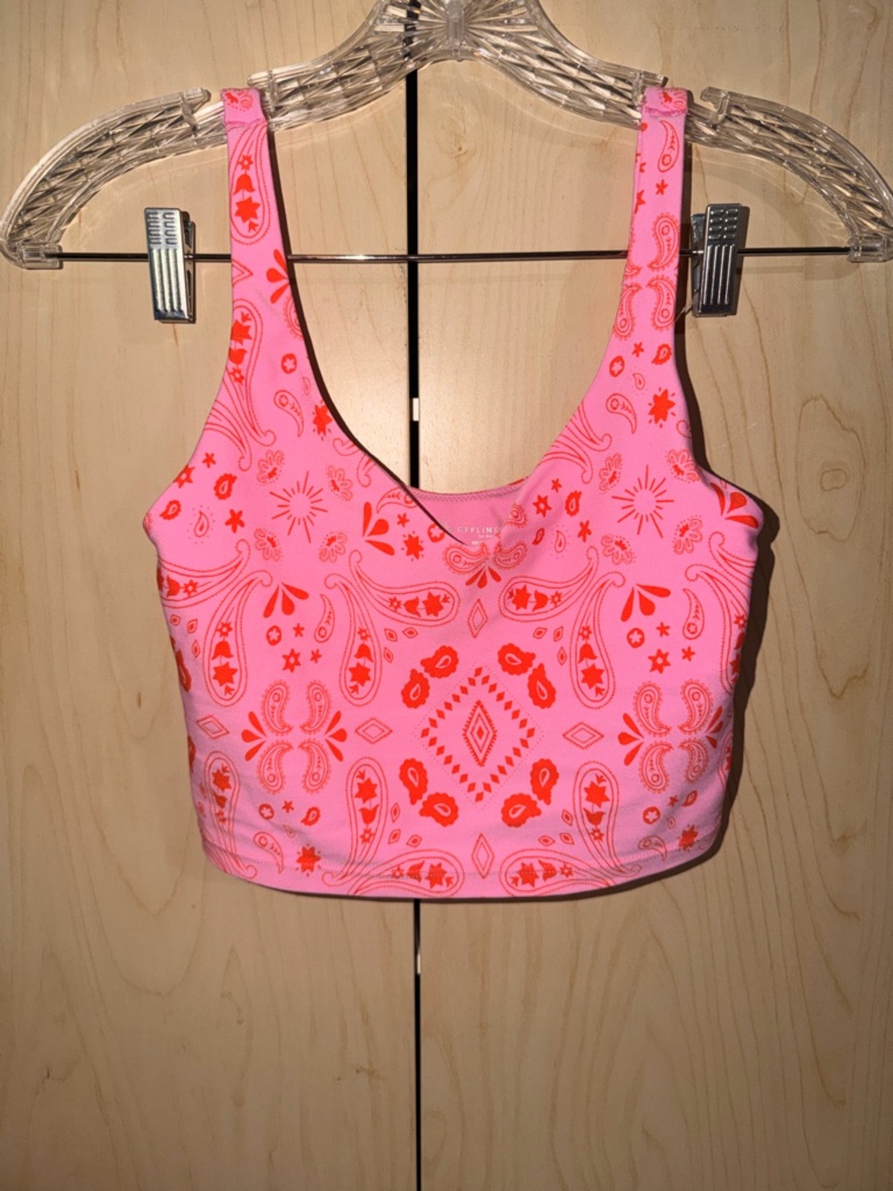 Aerie Pink Paisley Print Crop Tank Top